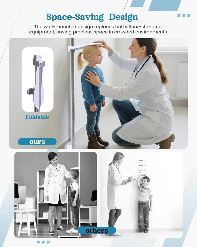 ScaleBelly Height Measurement for Wall – Medical Wall Mounted Aluminum Stadiometer 10–225 cm / 3.9–88.6 in – Professional Height Measuring Tool for Adults & Kids – Accurate Scale for Home or Clinic - Image 5
